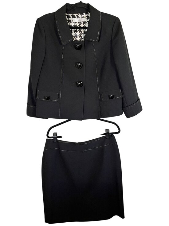Tahari Arthur S Levine Dresses & Skirts - Neutral Skirt Suit Set Black 12P Retro Preppy Mod Classic Chic Minimalist